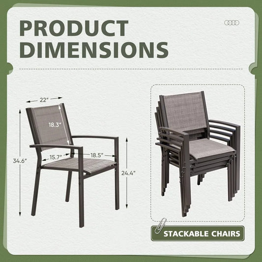 Patio Chairs Textilene Outdoor Chairs Set of 6 Stackable Dining Chair