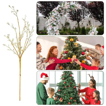 Golden Stem Ornaments Holiday Glitter Berry Stems For Tree/ Wreath/Crafts