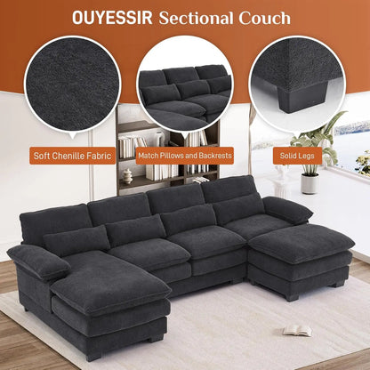 114" U Shape Sectional Cloud Couch