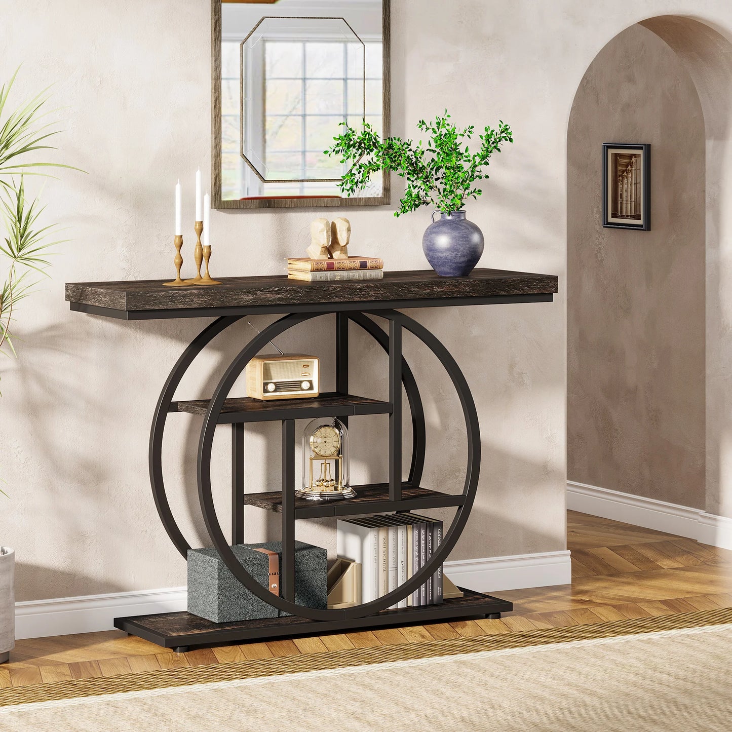 4-Tier Entryway Table, 41.3-Inch Industrial Sofa Table for Living Room, Foyer Hallway Table for Entrance