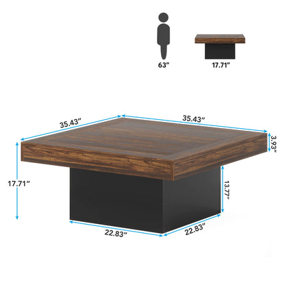 Square LED Coffee Table Engineered Wood