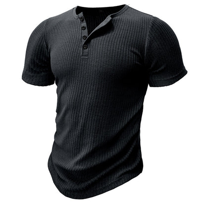 Muscle Slim Fit Short Sleeve T-shirt, V-neck Collar
