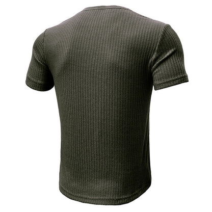 Muscle Slim Fit Short Sleeve T-shirt, V-neck Collar