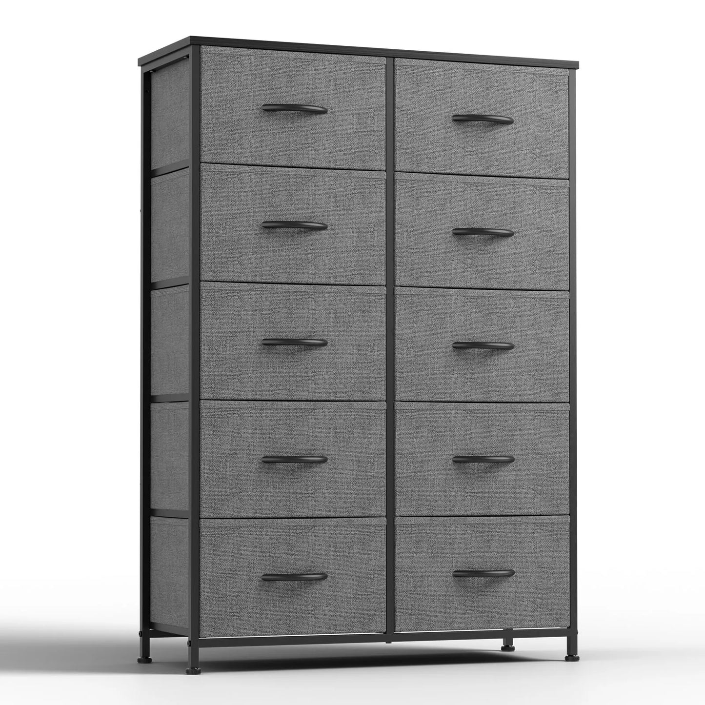 Bedside Table With 10 Fabric Drawers, Steel Frame