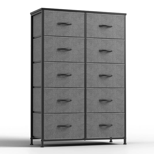 Bedside Table With 10 Fabric Drawers, Steel Frame