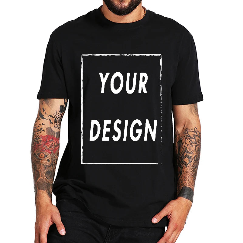 Custom Male T-shirt, One-Side Print Personalized, Make Your Photo, Text Gift 100% Cotton Soft Casual T Shirt Made in US