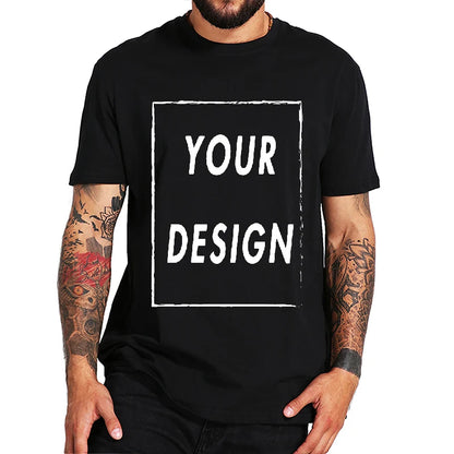Custom Male T-shirt, One-Side Print Personalized, Make Your Photo, Text Gift 100% Cotton Soft Casual T Shirt Made in US