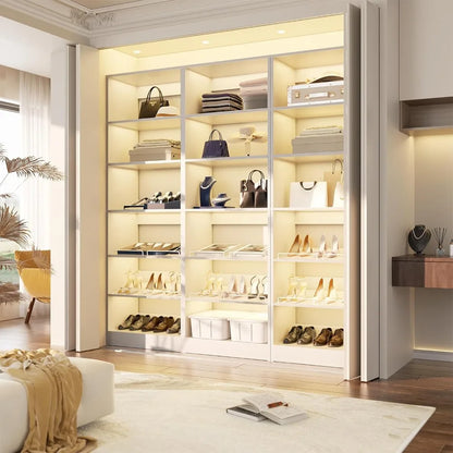 25” Closet Organizer System, Freestanding Shoe Storage Shelves, Heavy Duty Walk in Closet Tower
