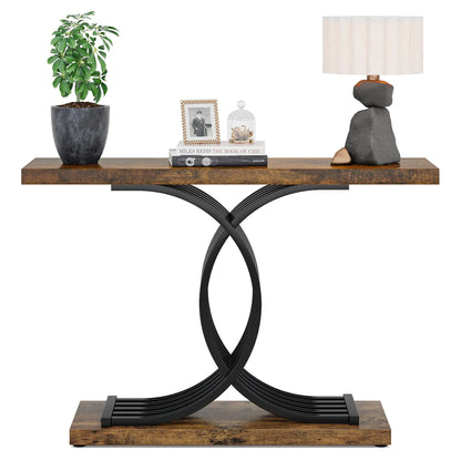Geometric Frame Console Table, Brown