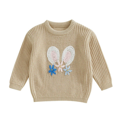 12MO-4T Girl/Boy Children Bunny Sweaters, Long Sleeve Casual Knit Pullover