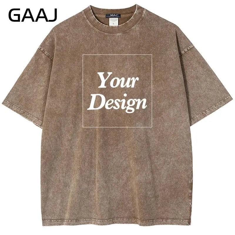 USA Custom Print 100% Washed Cotton T Shirt, Design your own, Men/Women Oversized Streetwear