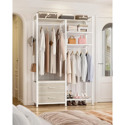 78.7'' Clothes Rack with 2 Drawers, Shelves