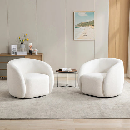 Set of 2 Upholstered Round Barrel Accent Chairs with a 360 degree swivel