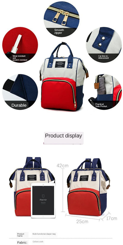 Diaper Bag Backpack, Large Capacity, Multi-function, Waterproof