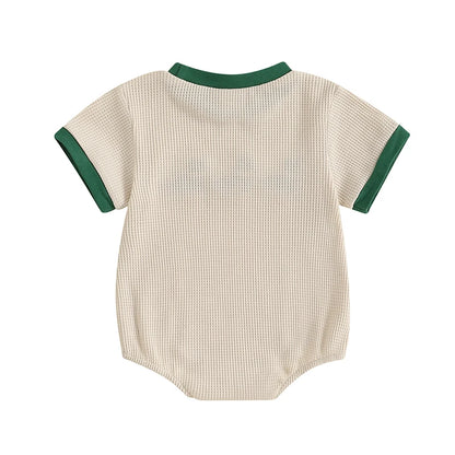 3-18 MO Baby Unisex Romper, Short Sleeve, Crew Neck, Duck Embroidery