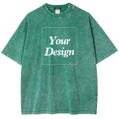 USA Custom Print 100% Washed Cotton T Shirt, Design your own, Men/Women Oversized Streetwear