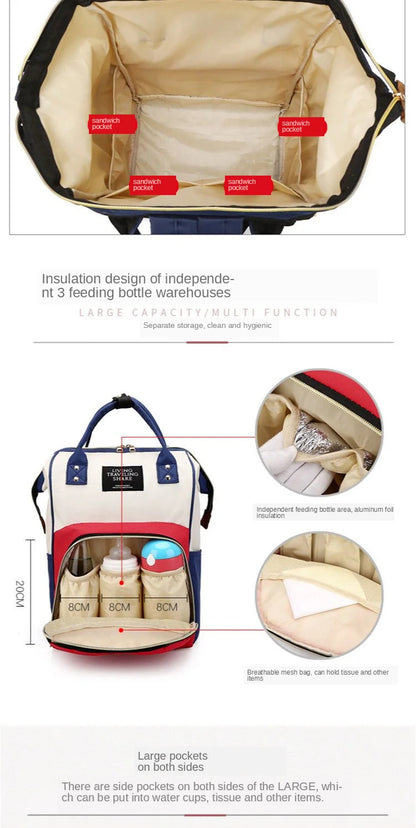 Diaper Bag Backpack, Large Capacity, Multi-function, Waterproof