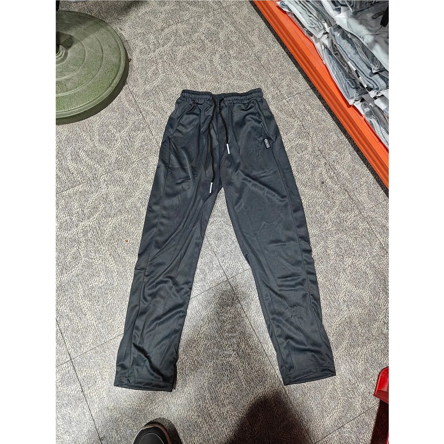 Men Fast Dry Stretch Pants, Ice Silk Trousers, Solid Color, Mid-Waist
