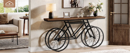 70.9-Inch Narrow Sofa Table with Bicycle Metal Base