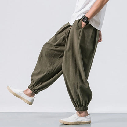 Oversize Loose Harem Pants, Chinese Linen, Overweight Sweatpants