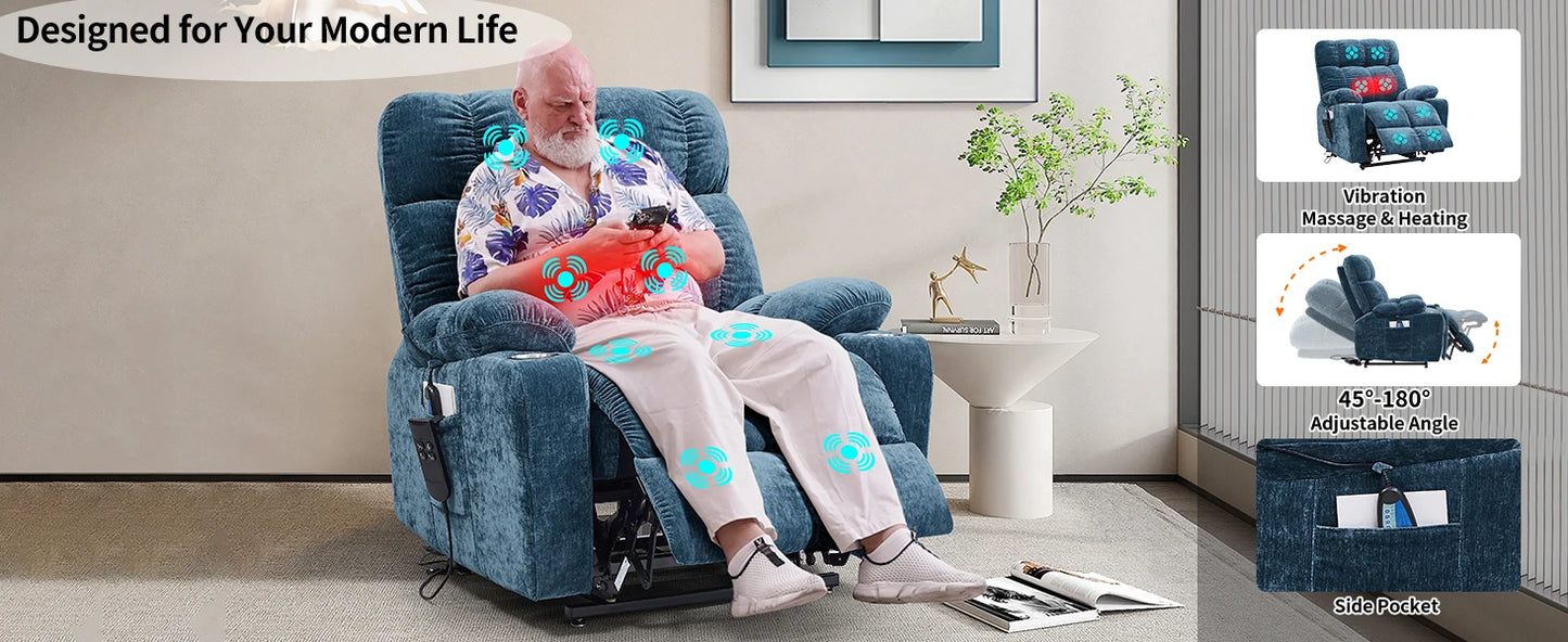 Infinite Position Soft Fabric Power Electric Recliner
