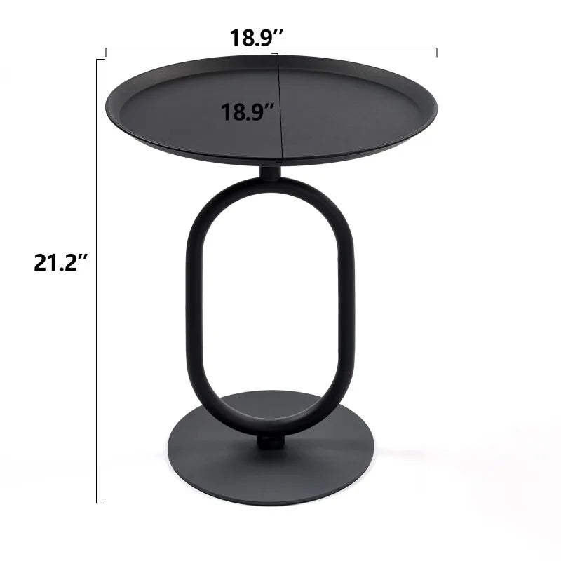 Lantern-shaped Small Round Metal Side Table