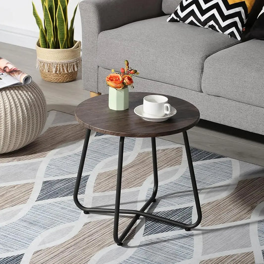 Set of 2 Small Round Anti-Rust Metal Side Tables