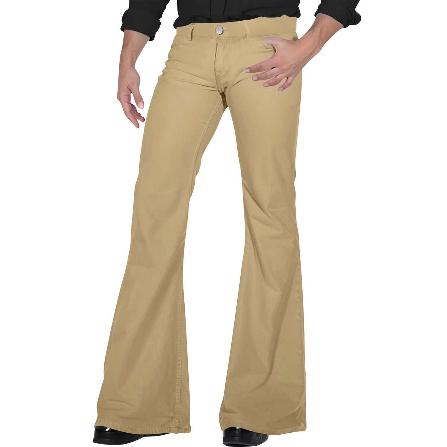 Men's Flare Pants, Solid Color, Daily Simple Classic Trousers, Mopping Bottoms, Disco Flared