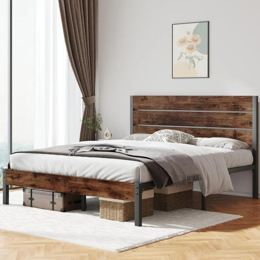 All-Metal Bed Frame with Headboard & Footboard - Under Bed Storage, No Box Spring Needed | Easy Assembly