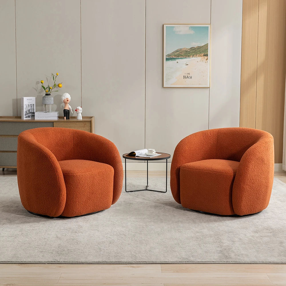 Set of 2 Upholstered Round Barrel Accent Chairs with a 360 degree swivel