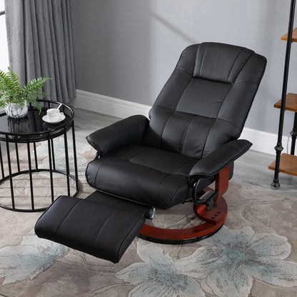 Faux Leather Swivel Recliner w/ Wooden Base
