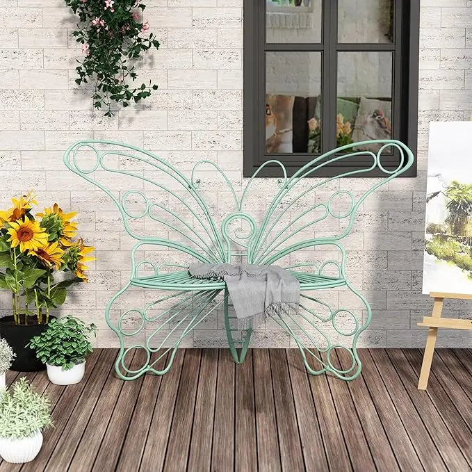 50 Inches Garden Bench with Sturdy Iron Metal Frame