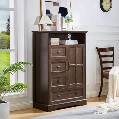 Chest of Drawers with Wooden Drawers and Cross Door, TV Stand