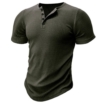 Muscle Slim Fit Short Sleeve T-shirt, V-neck Collar