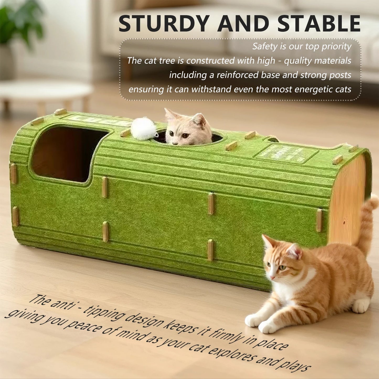 Three-Story Felt Cat Tree, With Scratching Boards And Comfortable Caves