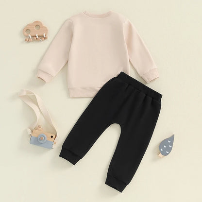 18MO-5T Little Boy Birthday Outfit, Excavator Print, Long Sleeve Sweatshirt w/Pants with Pockets