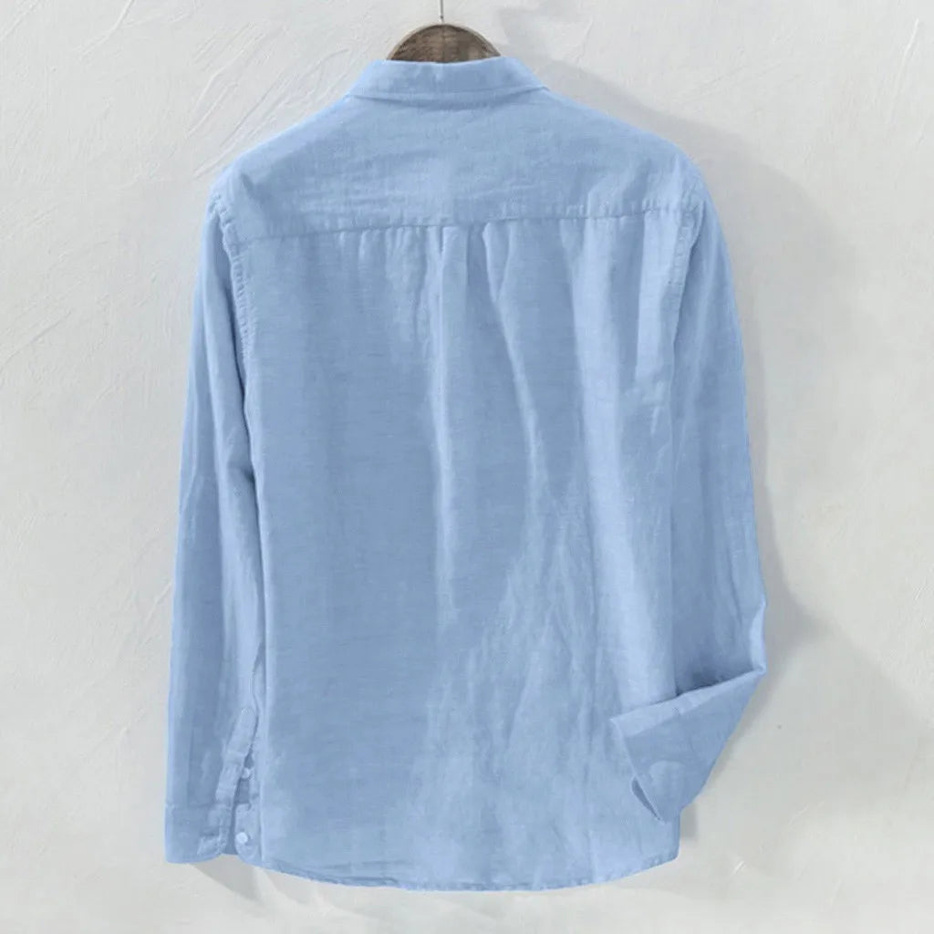 Plus Size Shirts For Men, Baggy, Solid Color, Button Blouse With Pockets
