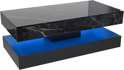 Modern Stylish Coffee Table with 2 Storage Drawers and LED lights