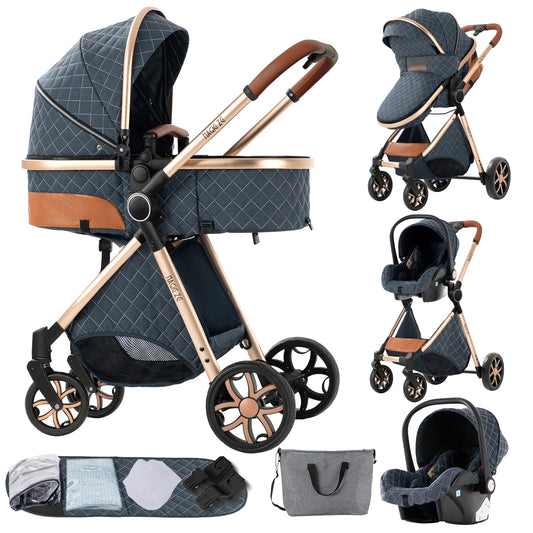 Lightweight Baby Stroller 3 in 1 Multifunctional High Landscape Baby 4 IN 1 Strollers with Isofix