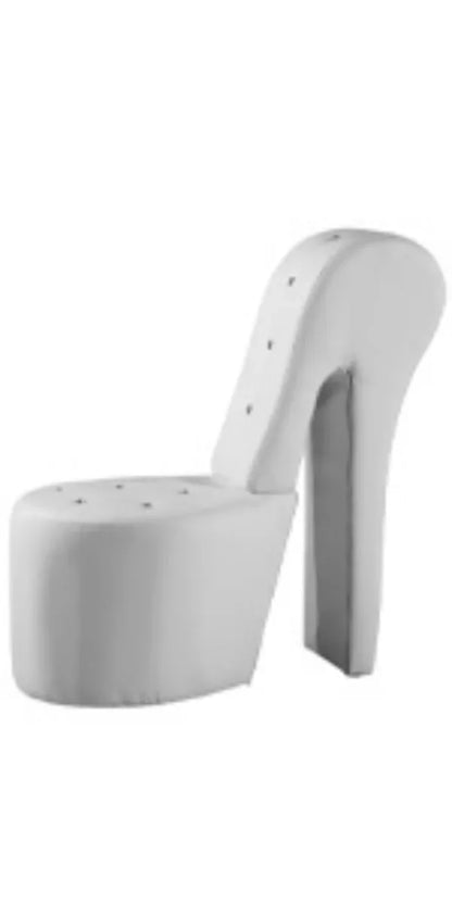 High Heel Velvet Shoe Chair with Crystal Studs Gray (40"D X 19"W X 40"H）
