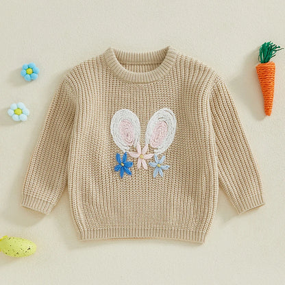 12MO-4T Girl/Boy Children Bunny Sweaters, Long Sleeve Casual Knit Pullover