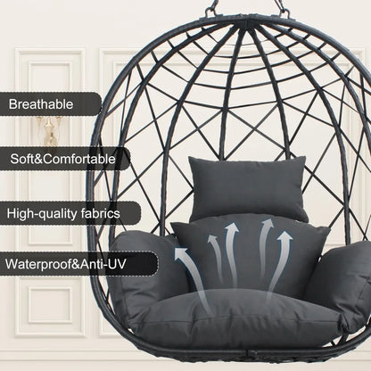 Outdoor/Indoor Egg Chair with Stand, UV Resistant Cushion 350lbs Capacity