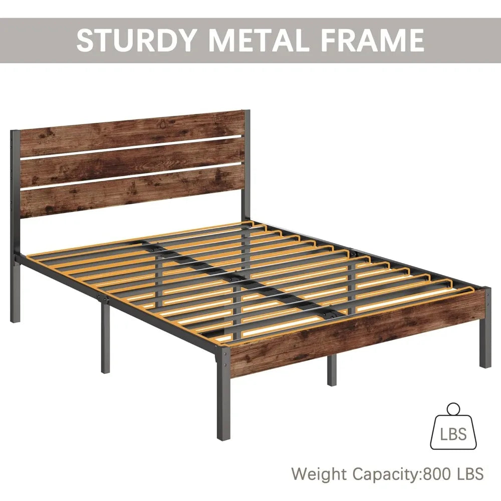 All-Metal Bed Frame with Headboard & Footboard - Under Bed Storage, No Box Spring Needed | Easy Assembly