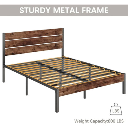 All-Metal Bed Frame with Headboard & Footboard - Under Bed Storage, No Box Spring Needed | Easy Assembly
