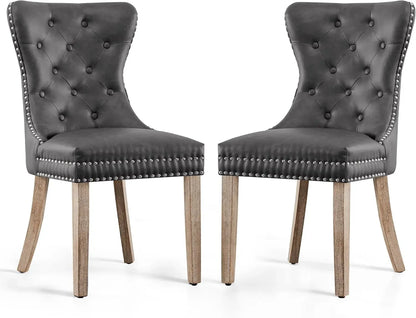 Set of 8, Leather Parson Chairs for Dining Room, Bedroom, and Living Room