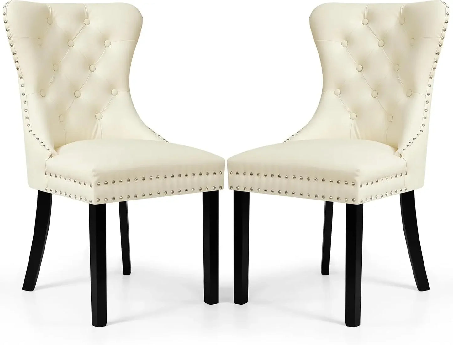 Set of 8, Leather Parson Chairs for Dining Room, Bedroom, and Living Room