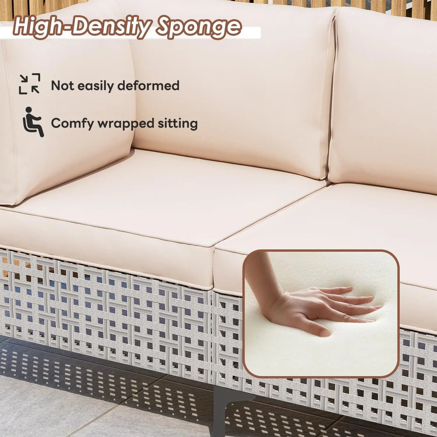 7-Piece Outdoor All-Weather Rattan Sectional Sofa With Thick Cushions