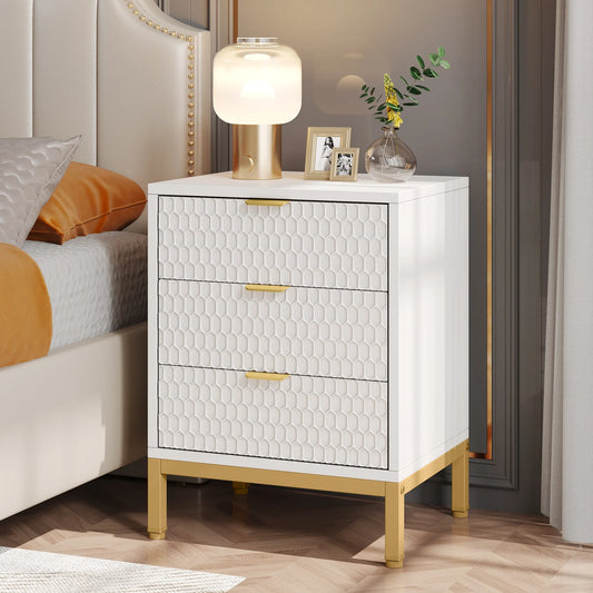 25.78" Tall Bedside Table with 3 Drawers