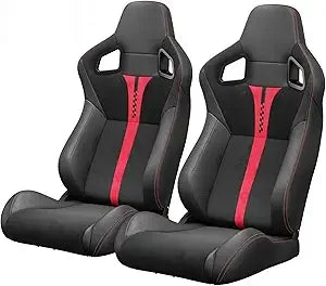 2 Pieces Universal Racing Seats with Dual Lock Sliders, 1 Pair PVC Leather Bucket Seats for Cars (5 colors)