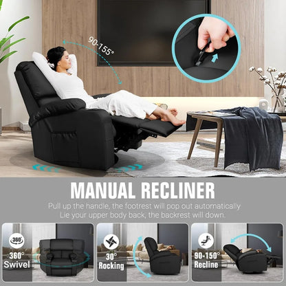 Recliner with Auto Massage Programs + Whisper-Quiet Swivel Base